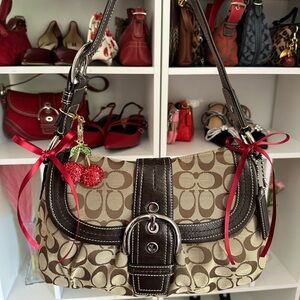 Mocha Tan Coach Large Pillow SoHo 🍒🤎